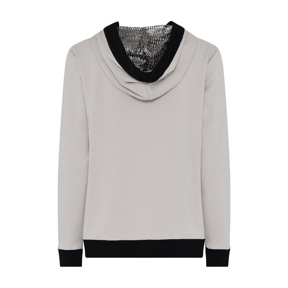 Women's Hooded Athleisure Jacket Size L I'CONA Taupe Zip Up Comfy Stylish NWT - Picture 2 of 4